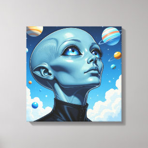Impressão Em Tela Bela Alienígena Extraterrestre Sendo