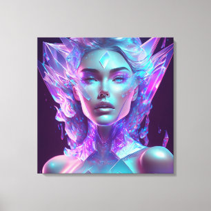 Impressão Em Tela Bela Arte de IA, Mulher de Vidro Gelado e Bonita
