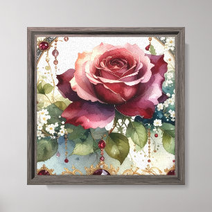 Impressão Em Tela Bela Arte de Rosa Vermelha Romântica