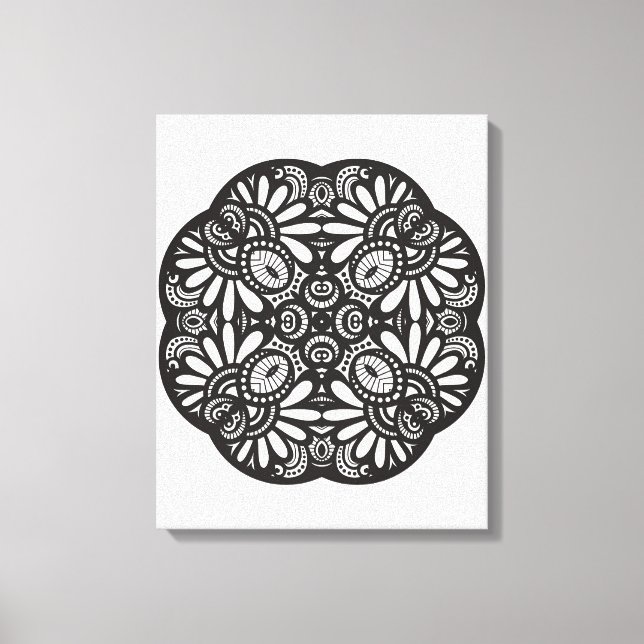 Impressão Em Tela Bela Deco Black Square Doodle 6 (Frente)