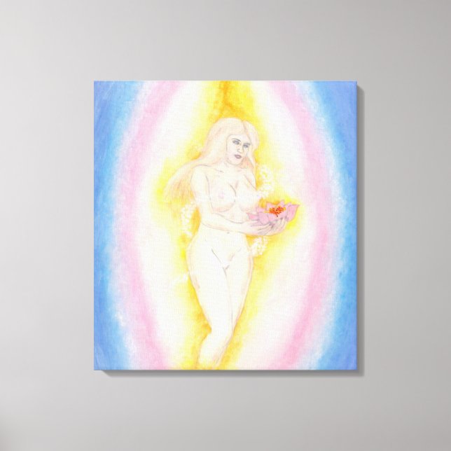 Impressão Em Tela Bela Deusa Vênus com Flor de Lotus (Frente)