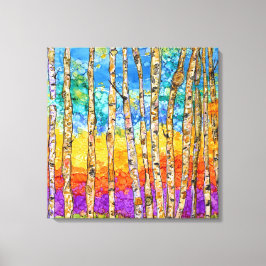 Impressão Em Tela Bela e Colorida Tela de Árvores Aspen 20x20"