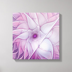 Impressão Em Tela Bela Flor Rosa Arte Fractal Abstrata Moderna