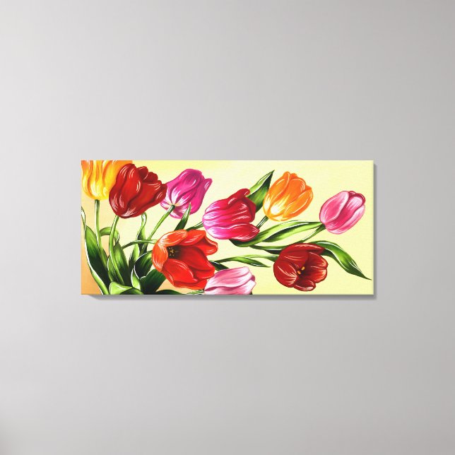 Impressão Em Tela Bela pintura de Tulipas (Frente)