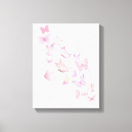 Impressão Em Tela Belas Borboletas Cor-de-Rosa - Lona Envelopada