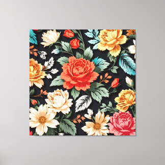 Impressão Em Tela Belas Rosas com Arte de Fundo Negra