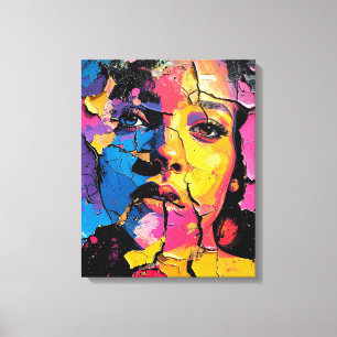 Impressão Em Tela Beleza de Mural de Pintura Rachada na Superfície