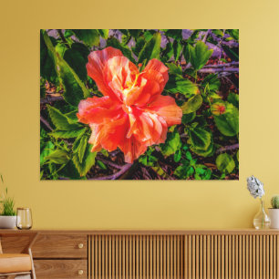 Impressão Em Tela Beleza de Orange Hibiscus