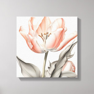 Impressão Em Tela Beleza Esboçada - Fechamento das Tulipas Rosa