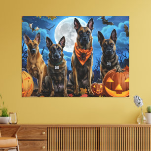 Impressão Em Tela Belga Malinoi Halloween Spooky