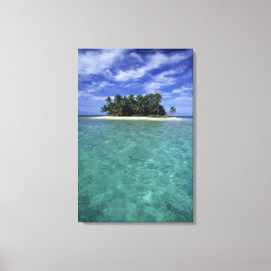 Impressão Em Tela Belize, Recife de Coral, Ilha ou cayo sem nome.