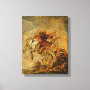 Impressão Em Tela Bellerophon que monta Pegasus que luta o