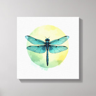 Impressão Em Tela Belo Dragão Verde Arte Aquarela Inseto Lo