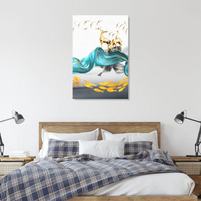 Impressão Em Tela Belo Ouro Nórdico (Insitu(Quarto))