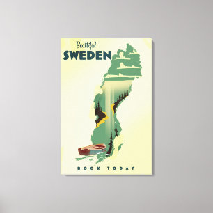 Impressão Em Tela Belo poster de viagens Suecia
