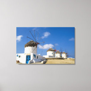 Impressão Em Tela Belos moinhos de vento na ilha de Mykonos,