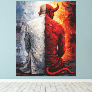 Impressão Em Tela Bem e Mal em Mim – Dualidade Pintura a Óleo Impast
