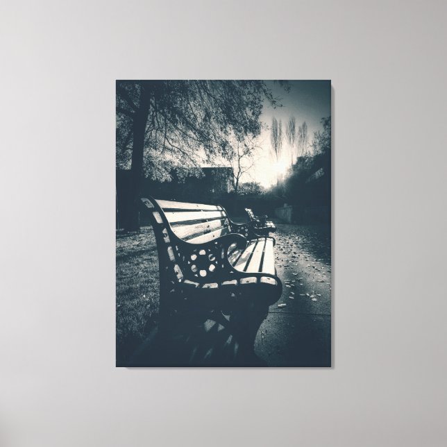Impressão Em Tela Bench vazio preto e branco no parque (Frente)