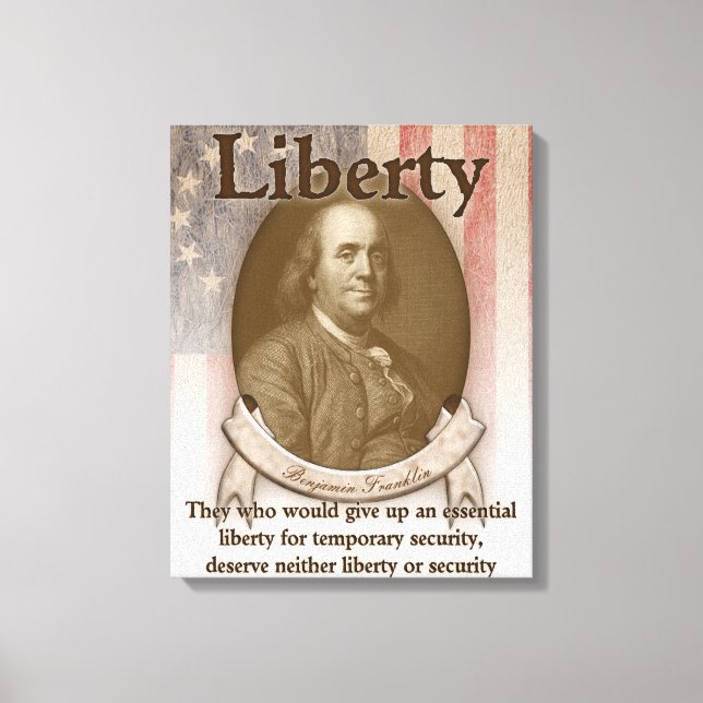 Impressão Em Tela Benjamin Franklin - Liberdade (Frente)