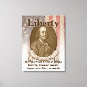 Impressão Em Tela Benjamin Franklin - liberdade