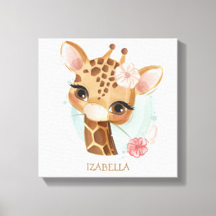 Impressão Em Tela berçário de menina girafa bebê linda