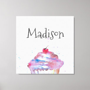 Impressão Em Tela Berçário personalizado do Splatter do cupcake da