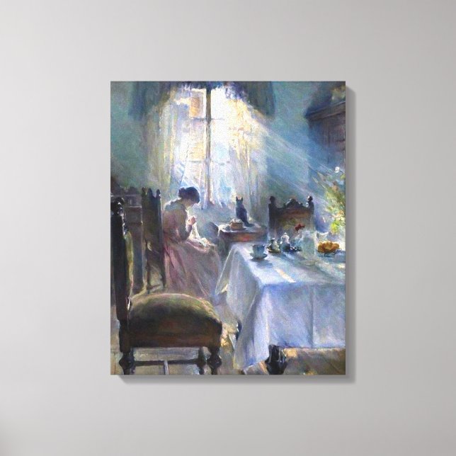 Impressão Em Tela Bertha Wegmann - Mulher Costurando no Interior (Frente)