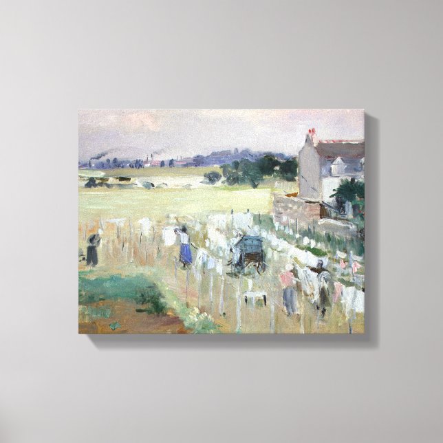 Impressão Em Tela Berthe Morisot - Prendendo a roupa seca para secar (Frente)
