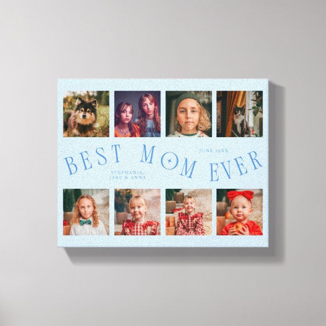Impressão Em Tela Best Mom Ever 8 Photo Grid Mothers Day Icy Blue (Frente)