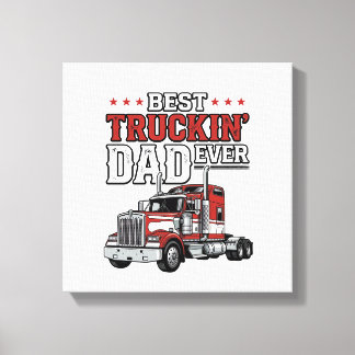 Impressão Em Tela Best Truckin Dad Ever Vintage Truck Shirt Design_1