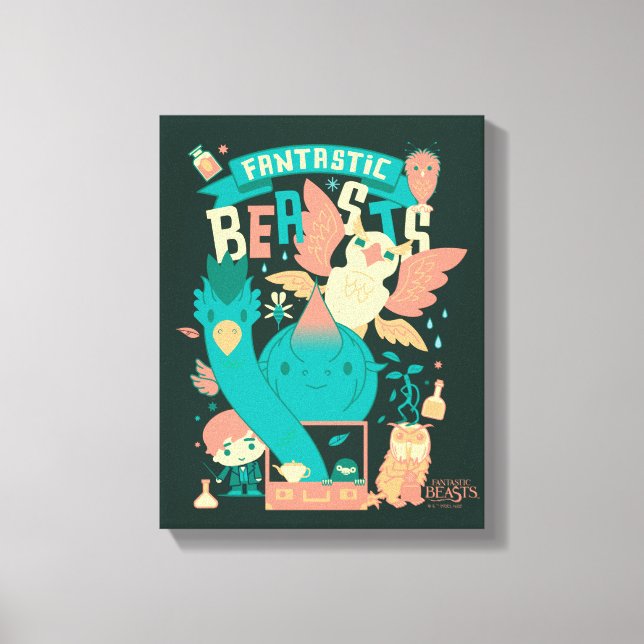 Impressão Em Tela Bestas Fantásticas De Cartoon Com Newt Scamander (Frente)