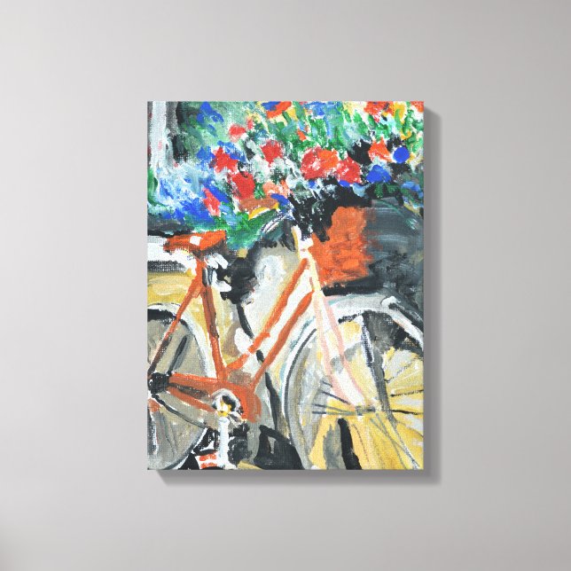 Impressão Em Tela Bicicleta Antiga com Cesto de Flores Expressionist (Frente)
