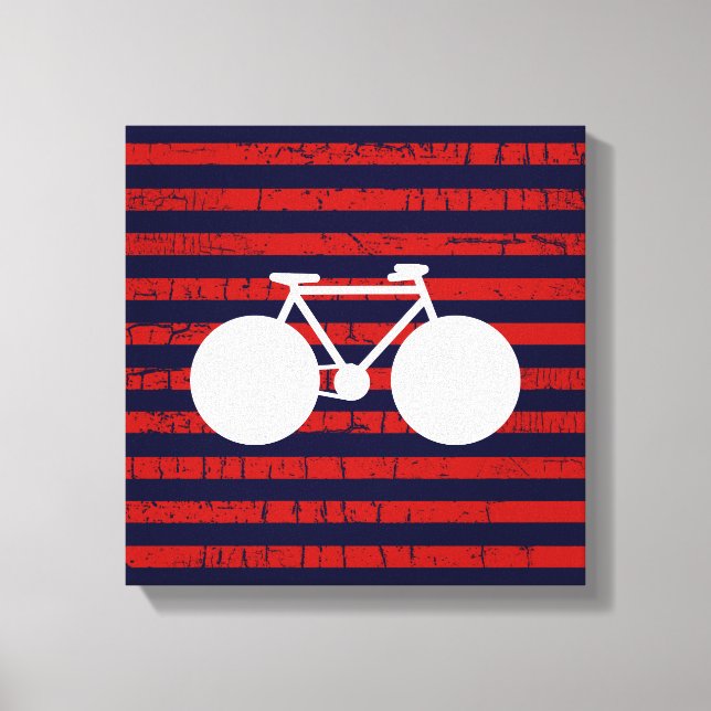 Impressão Em Tela bicicleta branca moderna & listras vermelhas (Frente)