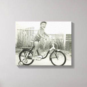 Impressão Em Tela Bicicleta da equitação da menina