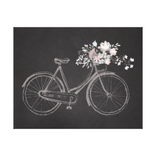 Impressão Em Tela Bicicleta do vintage com as flores cor-de-rosa &