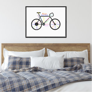 Impressão Em Tela Bicicleta, Esporte Bicicleta, Palavras Motivaciona