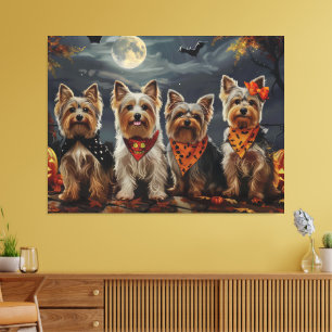 Impressão Em Tela Biewer Terrier Halloween Spooky