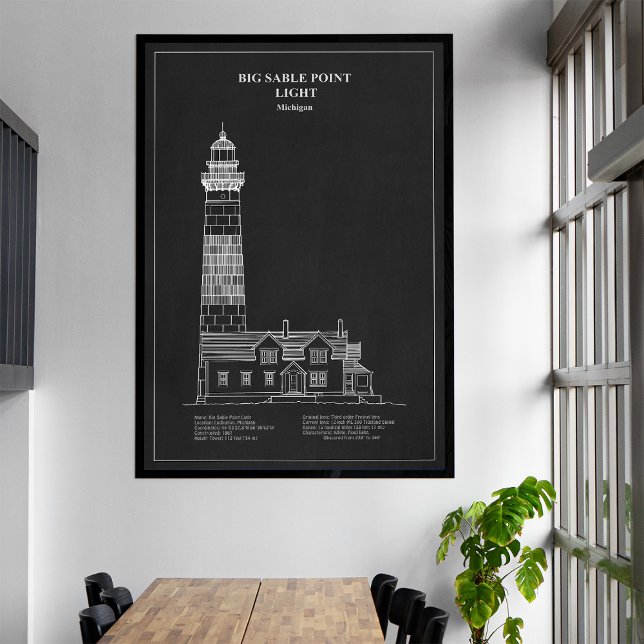 Impressão Em Tela Big Sable Point Lighthouse - Michigan – PD (Big Sable Point Lighthouse - Michigan – PD. Canvas Print)
