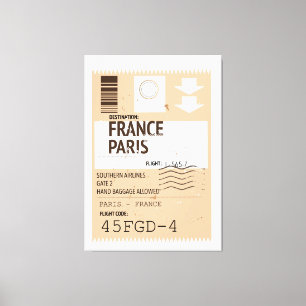 Impressão Em Tela Bilhete de avião Paris França