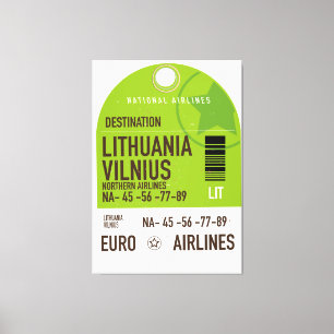 Impressão Em Tela Bilhete de viagem do avião de Vilnius, Lituânia