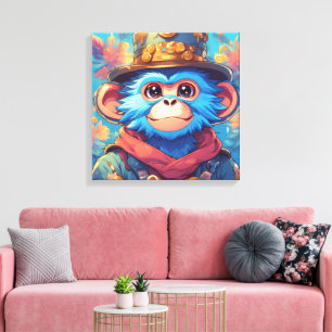 Impressão Em Tela Bingo o Macaco Azul