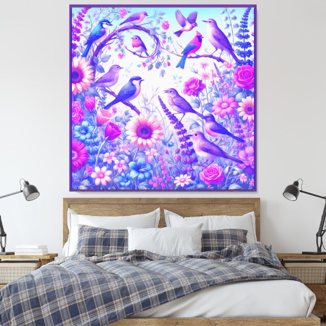 Impressão Em Tela birds flowers (Insitu(Quarto))