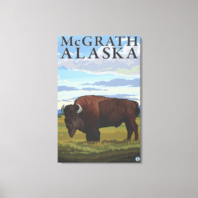Impressão Em Tela Bison Scene - McGrath, Alaska (Frente)