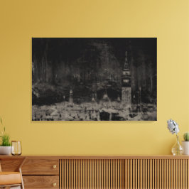 Impressão Em Tela Black and Taupe Distress Skyline Veneice Itália