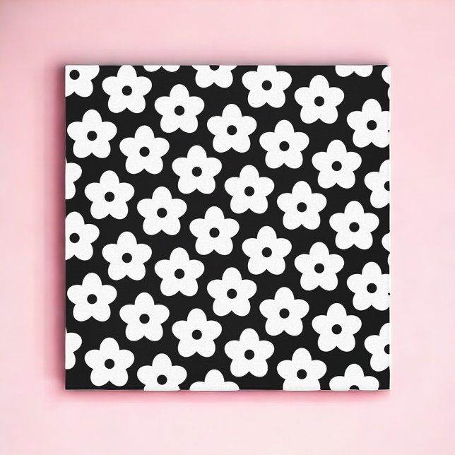 Impressão Em Tela Black and White Flower Y2K Pattern (Criador carregado)