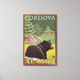 Impressão Em Tela Black Bear in Forest - Cordova, Alasca
