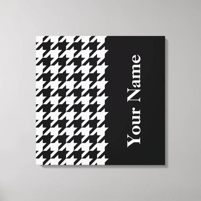 Impressão Em Tela Black Elegant Houndstooth com nome (Frente)