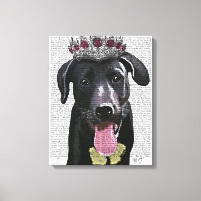 Impressão Em Tela Black Labrador com Tiara (Frente)