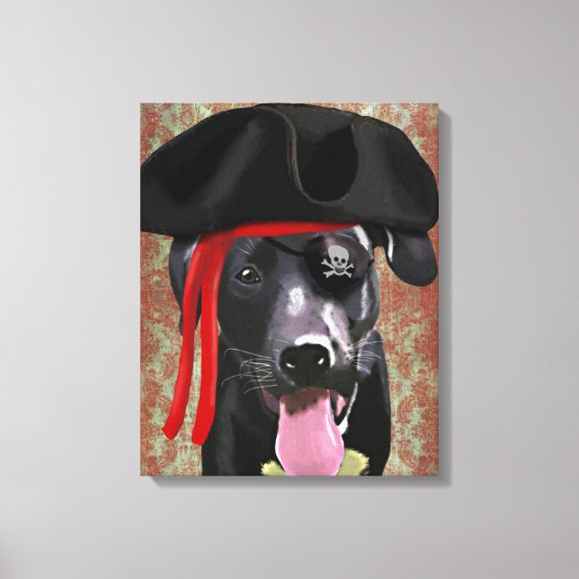 Impressão Em Tela Black Labrador Pirata Dog (Frente)