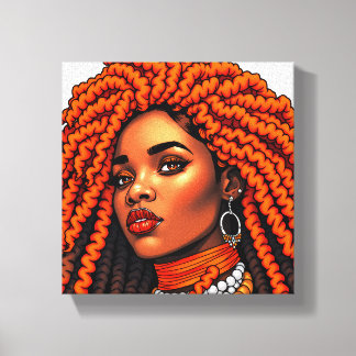 Impressão Em Tela Black Queen Melanin Women Sista Orange Queens